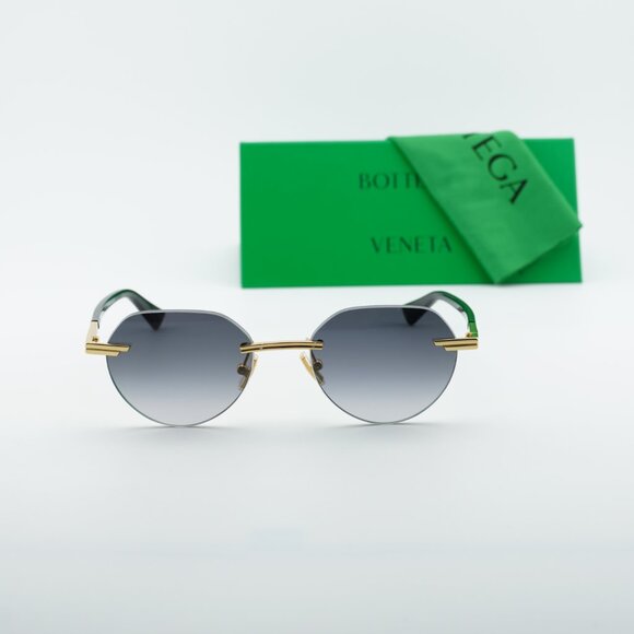 Bottega Veneta BV1379S 001 Sunglasses Shiny Gold Square Frame, Grey Lenses main image 9